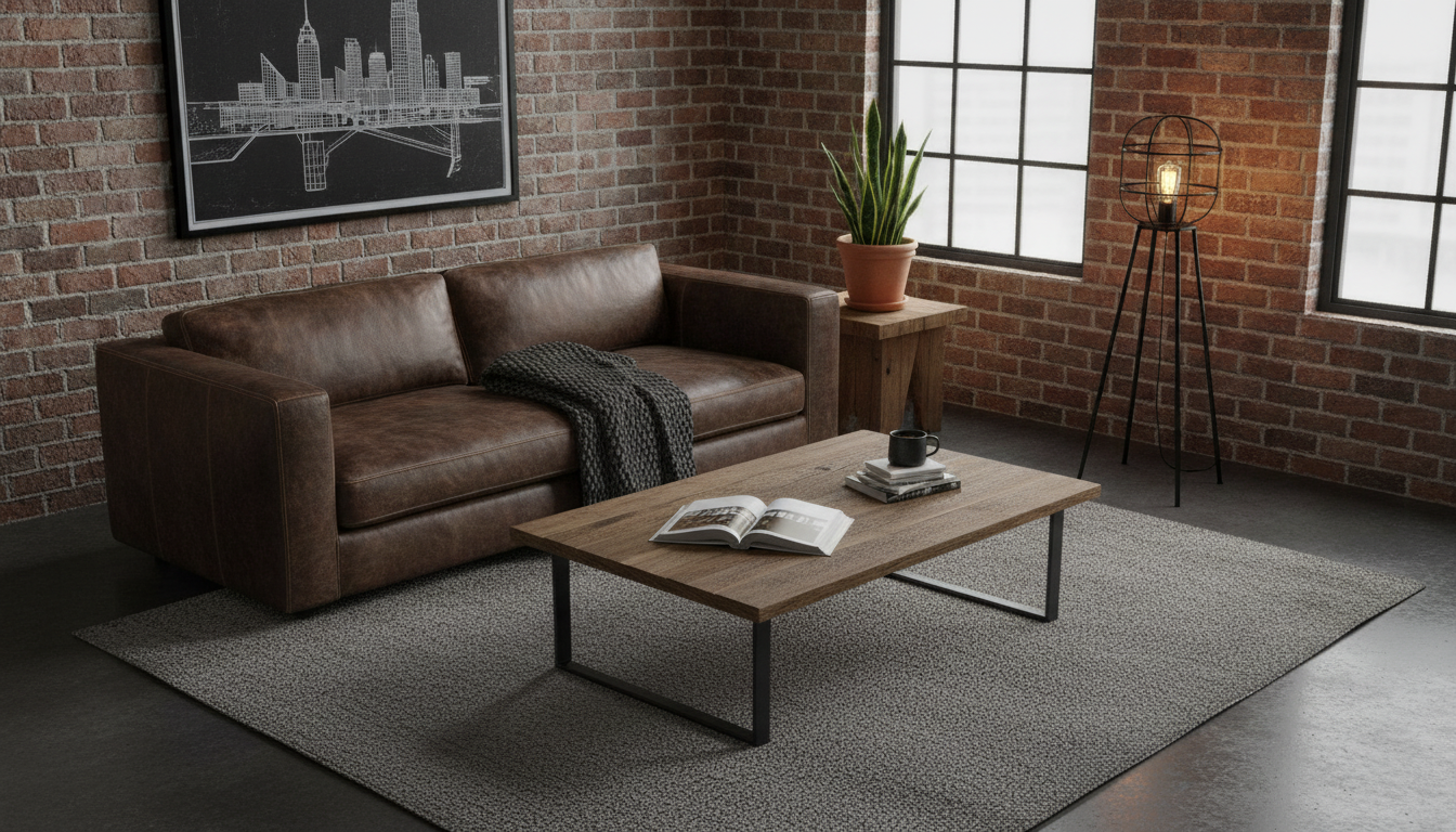 Industrial Living Room Style: Raw Materials, Clean Lines