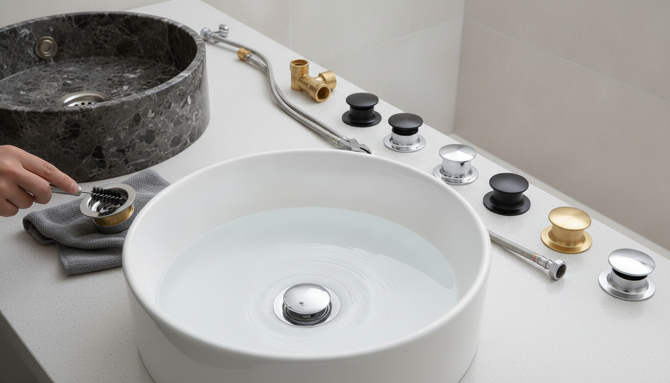 Round Vessel Sink Drains: Pop-Up and Overflow Tips